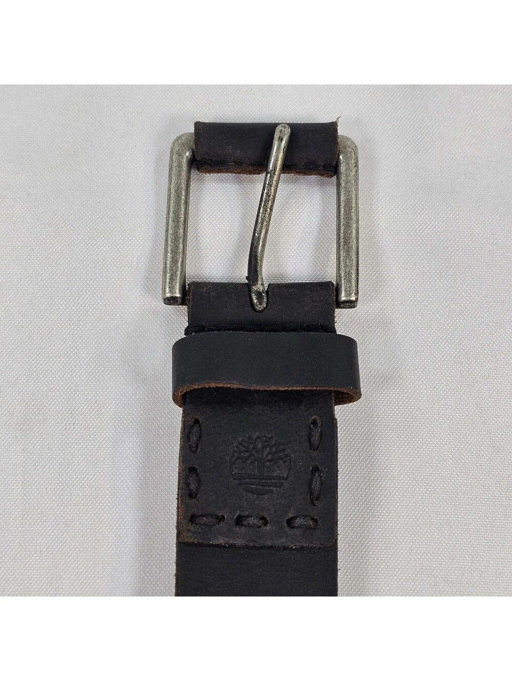 Timberland Mens Genuine Leather Belt Dark Brown Size 40 Metal Buckle Rugged